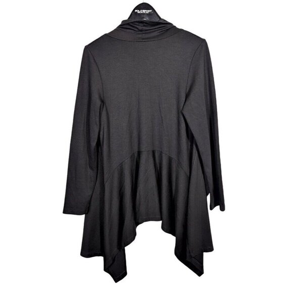 Bryn Walker Tie Front Duster Topper Hi-Low Hem Washed Black Sz S Stretch Tunic - Picture 2 of 8